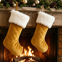 Chaussette de Noël en velours personnalisée avec bordure en fausse fourrure, décoration suspendue pour cheminée, cadeau de Noël familial
