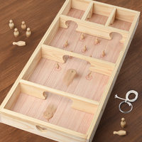 Jeu de table en bois Jaywooden avec logo personnalisé, écologique, éducatif, rétro, mini-jeu de bowling rotatif, grand plateau