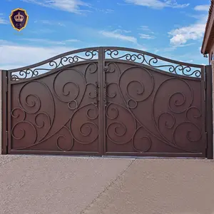 Puerta de jardín de metal de hierro forjado arqueado moderno