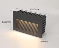 Lumière LED encastrée pour escalier mural, forme carrée, finition aluminium blanc, 24V 110V 220V, blanc chaud, 3W