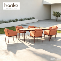 Ensemble de jardin extérieur de luxe Mobilier de jardin pour hôtel Ensemble table à manger et chaises Ensemble de salle à manger de jardin confortable avec cadre en aluminium