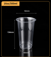 Gobelets en plastique transparent avec couvercles, logo personnalisé, 16 oz (500 ml), pour bière, jus, milk-shake, brandy, tequila, thé, café