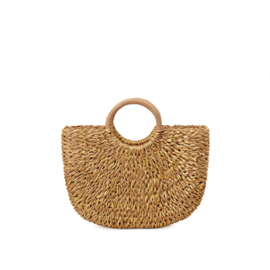 Grande borsa semicircolare in carta intrecciata 35x28 cm, borsa tote in paglia fatta a mano per donna, borsa da spiaggia estiva - Product Image 1