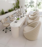 Table de Manucure Blanche de Luxe pour Salon – Ensemble Simple et Économique avec Chaise – Mobilier de Salon de Manucure Professionnel