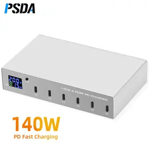 PSDA 140W 6 in 1 PD Charger Quick Charge 3.0 USB C fast Charger Station Charging For iPhone Laptop Type c 30W