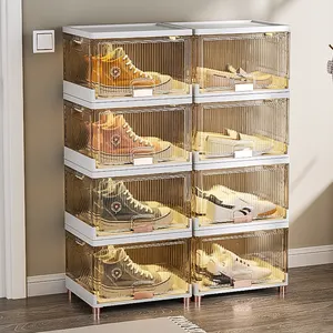 Organisateur de chaussures Transparent à empilage multicouche à prix compétitif boîte de rangement pliante pour chaussures