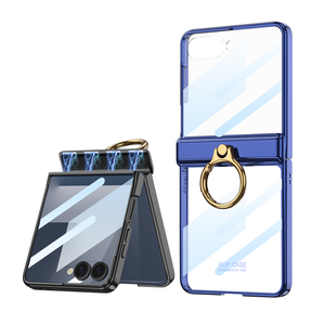 Funda magnética transparente con anillo para Samsung Z Flip 4, Flip 5, 6, 7 con bisagra y anillo, para teléfono móvil - Product Image 1