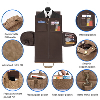 Sac de Voyage d'Affaires Élégant pour Hommes/Femmes, Housse de Costume Pliable en PU, Housse de Costume en Polyester Durable Résistante à l'Eau, Portable, BSCI OEM/ODM