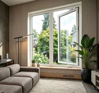 Fenêtre à battant moderne, insonorisée, noire, avec cadre en PVC nord-américain, moustiquaire intégrée, pour hôtels et écoles, certifiée Energy Star