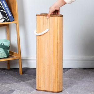 Bamboo <b>Laundry</b> <b>Hamper</b> 60x40x30cm With Lid And Handle For Clothes Storage Rectangle Shape Canvas Liner Eco Friendly - Product Image 4