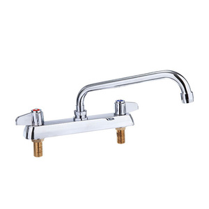 ก๊อกน้ำห้องครัวแบบติดตั้งบนเคาน์เตอร์ ดีไซน์ทันสมัย คุณภาพสูง ผลิตจากทองเหลือง พร้อมระบบคอมเพรสชั่นคาร์ทริดจ์  แบบสองมือจับ หมุนได้ 360 องศา ชุบโครเมียม - Product Image 1