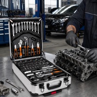 Kit d'outils de 899 pièces avec valise à roulettes et boîte en aluminium, quatre niveaux de combinaisons d'outils