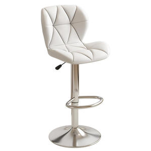 Kursi Bar Tinggi Modern Berbahan Kulit Sintetis dengan Sandaran dan Pijakan Kaki Berlapis Kain Hitam - Product Image 1