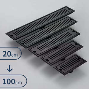 Drenaje de Piso Lineal de Acero Inoxidable 304 Negro, Antiolor, para Baño, Cubierta Larga, Diseño Moderno, Instalación Empotrada, Tubería de 40-110 mm - Product Image 4