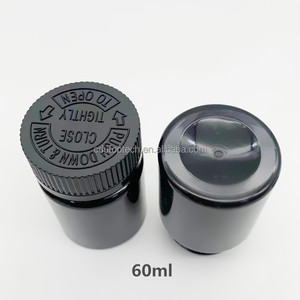 60 مللي 2oz الحيوانات الأليفة العنبر الأسود زجاجة بلاستيكية غطاء عازل للطفل الطب اللوحي المكملات زجاجة مع أغطية لولبية - Product Image 2