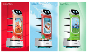 High Load Bearing 40kg Advertising Delivery Robot com expressões dinâmicas 270 ° Open Tray Life for Catering Services Industry - Product Image 3