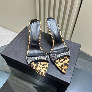 Wholesale Light Weight Outdoor Pointed Toe Leopard Print Stiletto High Heels Mule Lady Sexy Slip-On Closure Breathable Summer - Product Image 3