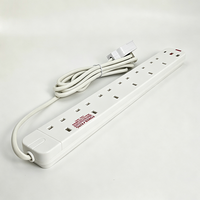 Stop Kontak Anjehold Grosir Pabrik UK Plug Safety Shutter 6 Outlet 2 USB 1 Type-C Soket Ekstensi Multi Plug untuk Kantor