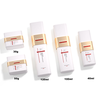 Ensemble de conditionnement cosmétique de luxe en verre, flacon pompe et pot carré neutre vide, 30g 50g 40ml 100ml 120ml