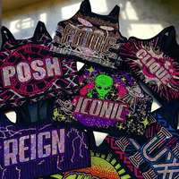 Transferts de strass pour cheerleading, motifs personnalisés, thermocollants pour soutien-gorge, prix usine