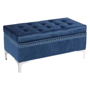 Bailey Storage gambe Ottoman velluto <span class=keywords><strong>panca</strong></span> rettangolare <span class=keywords><strong>con</strong></span> coperchio salvaspazio soggiorno mobili per coperte, scarpe <span class=keywords><strong>con</strong></span> 4 in acciaio inox - Product Image 3