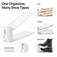 Organisateur de chaussures réglable à 3 niveaux, économiseur d'espace, empileur de chaussures en plastique pour ballerines, baskets, bottes, placard, armoire, rangement domestique