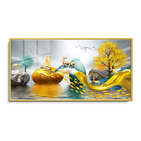 Peinture moderne simple de style nordique en porcelaine cristal paysage lumineux de luxe avec cerf doré pour la décoration de salon