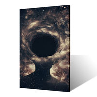 Arte de Pared en Lienzo con Diseño de Agujero Negro Surrealista, Silueta Humana, Galaxia, Nebulosa, Impresiones Artísticas Cósmicas Modernas para Decoración del Hogar