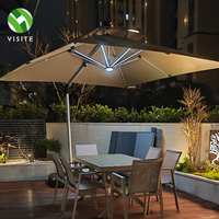 YST Usine Spot Haute Qualité Patio Grand Parapluie Avec Lumières Led Solaires En Aluminium Jardin Parasol Parapluies Extérieurs Avec Base
