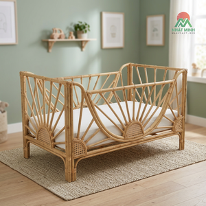 Cuna de Ratán Nhat Minh, Diseño Tropical, Color Natural, Cama para Bebé de 0 a 3 Años, Muebles Infantiles - Product Image 4