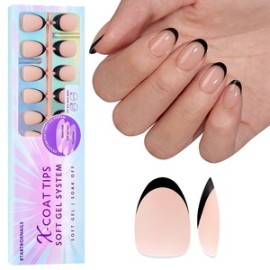 XCOATTIPS Faux Ongles en Gros pour Professionnels – Ultra Amande Noir Nude French – Capsules en Gel Souple X Coat à Coller – Ongles à Presser - Product Image 1