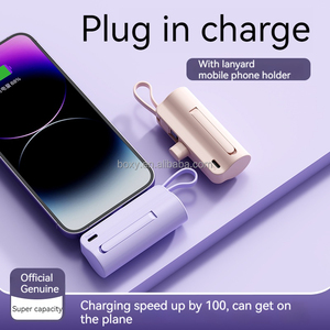 Mini Powerbank 5000mAh Portatile con Cavo Integrato, Caricabatterie con Spina Incorporata, Power Bank Elegante da 5000mAh - Product Image 3