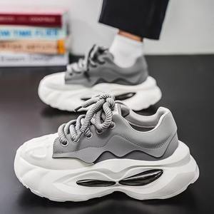 Chaussures décontractées tendance légères à lacets pour hommes, baskets de sport à semelle épaisse multicolores, antidérapantes, style chunky, directement de l'usine - Product Image 3