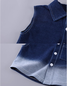 Vêtements pour enfants 2026 : Nouvelle collection tendance – Ensemble décontracté coréen en coton, <span class=keywords><strong>gilet</strong></span> à manches courtes et short, trois pièces pour bébé garçon - Product Image 6