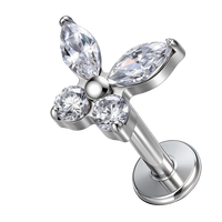 Labret en Titane G23 Massif ASTM F136, Bijou de Piercing Corporel Fileté Intérieurement, Plaqué Or, à Dos Plat, Vente en Gros