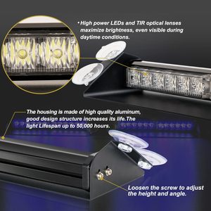 <span class=keywords><strong>ASPL</strong></span> 2x14" 24LED 12V 1200 Lumens Barre lumineuse de signalisation d'urgence pour tableau de bord de voiture/camion (pare-brise avant/arrière) Adaptation universelle (Bleu) 1 - Product Image 3