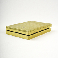 Boîte d'emballage télescopique de luxe en or sur mesure, boîte cadeau rigide à deux pièces avec couvercle et base, col à bandoulière