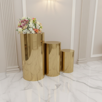 Ensemble de socles ronds en acier inoxydable doré pour la décoration de table de gâteaux de mariage de luxe professionnelle