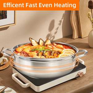 5層ステンレススチール製毎日パン蓋付きキッチン誘導ディープソテーパンシャブハイサイドクッキングポットオーブンセーフストックポット - Product Image 3