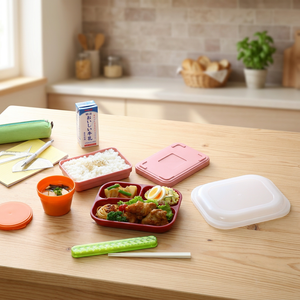 TAKAGI BPA Free PP Plastic Reusable 3 <b>Compartment</b> School <b>Lunch</b> <b>Box</b> Set Dishwasher Safe Classic Design For Kids - Product Image 1