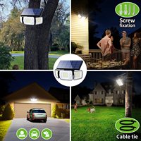 Lámpara de Seguridad LED para Exteriores con Energía Solar Monocristalina ABS, IP65, Control Remoto, 3 Cabezales, Sensor de Movimiento, Gran Angular de 270°