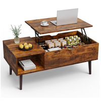 Nouvelle table basse en bois pour petit salon avec étagère de rangement et compartiment caché, design contemporain, meubles pour la maison