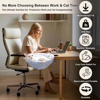 Lit pour chat moderne en bois à fixer sur bureau, suspendu, respirant, 4 saisons, hamac, espace de bain de soleil, transat de bureau pour chat