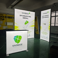 Comptoir promotionnel portable avec table modulaire extensible et panneau LED en tissu SEG