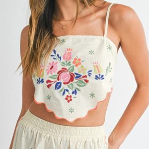 Ensemble 2 pièces sexy personnalisé OEM ODM pour femme : débardeur brodé dos nu et short - Product Image 3