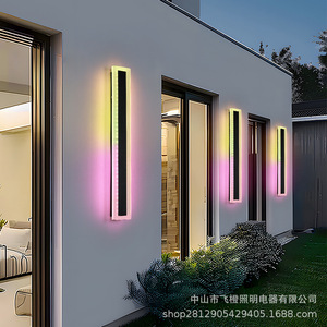 Lámpara de pared LED RGB minimalista de 36W, impermeable, para exteriores, tipo tira larga, para decoración exterior de villas y portones. - Product Image 4