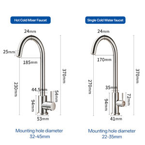 <span class=keywords><strong>Robinet</strong></span> de cuisine moderne en acier inoxydable 304, mélangeur eau chaude et froide, <span class=keywords><strong>robinet</strong></span> d'eau froide unique, <span class=keywords><strong>robinet</strong></span> de salle de bain à col de cygne rotatif - Product Image 2