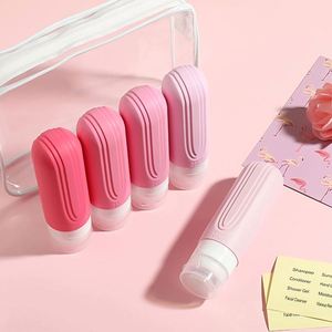 ชุดขวดซิลิโคนแบบพกพา 4 ชิ้น ขนาด 90 มล. ป้องกันการรั่วซึม พร้อมขวดเติม สำหรับใช้บนเครื่องบิน รับทำโลโก้ตามสั่ง เป็นมิตรต่อสิ่งแวดล้อม - Product Image 3