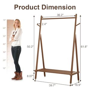 Wholesale Rolling Solid Wood Non-Folding OEM ODM Custom Logo Storage <b>Shelves</b> Mobile <b>Clothes</b> Organizer Storage - Product Image 4