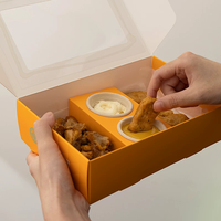Boîte à frites de poulet en papier kraft écologique personnalisée à emporter, à emporter, hamburger, burger, emballage de restauration rapide à charnière